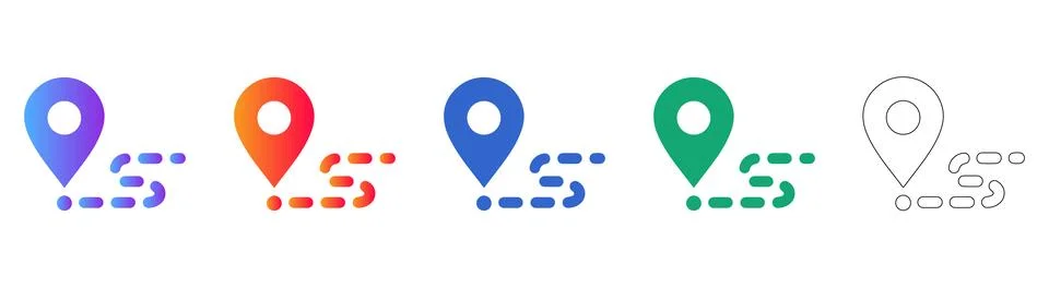 Map Pin and Route Path Icons for Location Services Illustrazione stock
