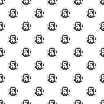 Map with pin and trees indicating location Stock Illustration