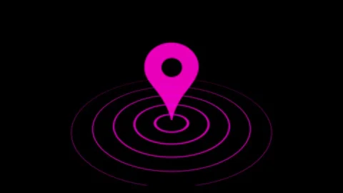 Map pin animated icon, gps pointer. Purple location route gps position navi.. Video stock 293556116