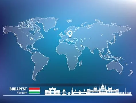 Map pin with Budapest skyline イラスト素材