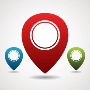 Map Pin Button Icon Set Stock Illustration