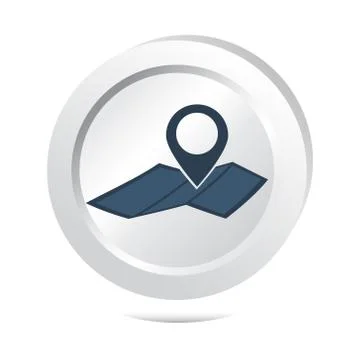 Map pin button, location icon 스톡 일러스트