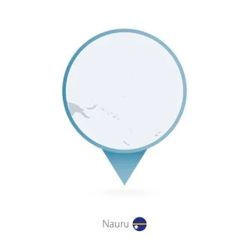 Map pin with detailed map of Nauru and neighboring countries. Stock Illustration