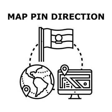 Map pin direction selecting travel navigation route Stock Illustration