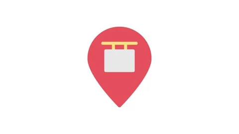 A map pin displaying a sign, marking a location for navigation or reference. Stock Footage 332988415