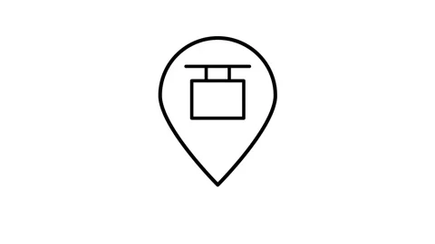 A map pin displaying a sign, marking a location for navigation or reference. Stock Footage 332988493