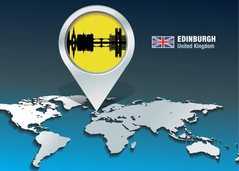 Map pin with edinburgh skyline Illustrazione stock