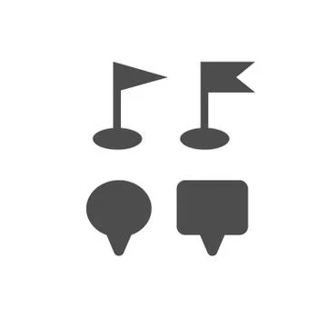 Map pin, flags, icons navigation markers travel gps sign on white Stock Illustration