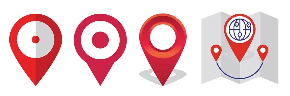 Map Pin Flat Design Style Modern Icon. Simple Red Pointer Minimal Vector Symbol Stock Illustration