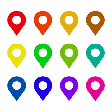 Map pin flat icon set Stock Illustration