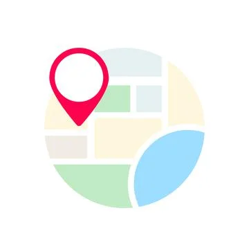 Map with pin - gps location icon. Flat design vector concept Stock Illustration
