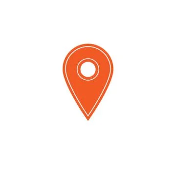 Map pin, gps pointer mark, orange vector icon Illustrazione stock