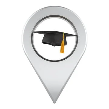 Map pin with graduation cap. Education locations, chool, college or univers.. イラスト素材