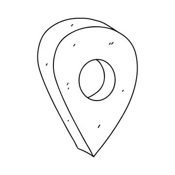 Map pin in hand drawn doodle style. Vector illustration isolated on white. Co Illustrazione stock
