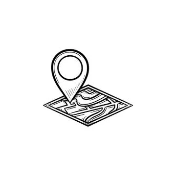Map pin hand drawn outline doodle icon. Stock Illustration