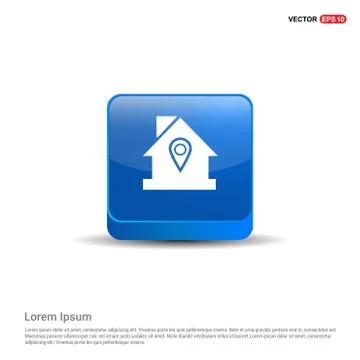 Map pin icon - 3d Blue Button Stock Illustration