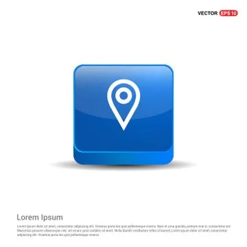 Map pin icon - 3d Blue Button 스톡 일러스트