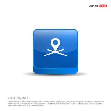 Map pin icon - 3d Blue Button 스톡 일러스트