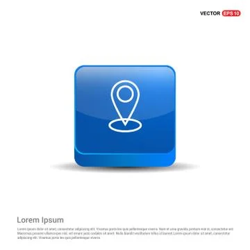 Map pin icon - 3d Blue Button 스톡 일러스트
