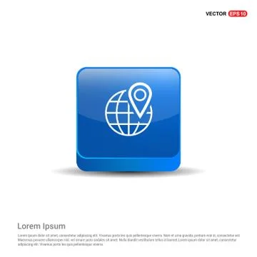 Map pin icon - 3d Blue Button 스톡 일러스트