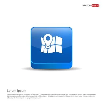 Map pin icon - 3d Blue Button 스톡 일러스트