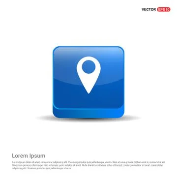Map pin icon - 3d Blue Button 스톡 일러스트