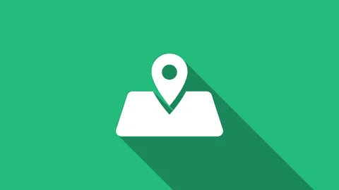 Map pin icon animation. white icon with long shadow effect Stock Footage 304594417