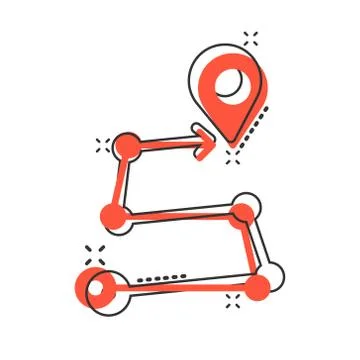 Map pin icon in comic style. GPS navigation cartoon vector illustration on wh 库存插图