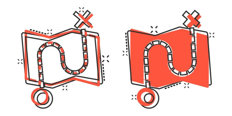 Map pin icon in comic style. GPS navigation cartoon vector illustration on wh 库存插图