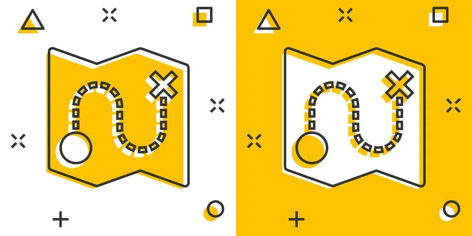 Map pin icon in comic style. GPS navigation cartoon vector illustration on wh 스톡 일러스트