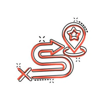 Map pin icon in comic style. gps navigation cartoon vector illustration on wh 库存插图
