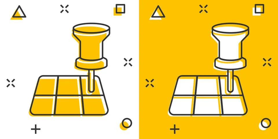 Map pin icon in comic style. gps navigation cartoon vector illustration on wh Ilustración de archivo