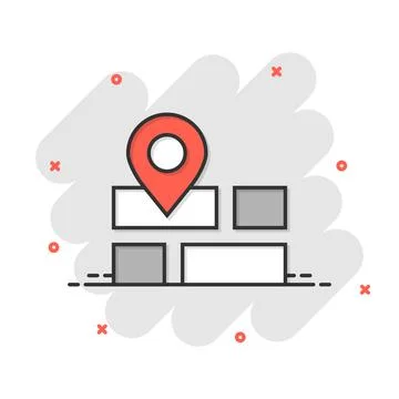 Map pin icon in comic style. gps navigation cartoon vector illustration on .. Ilustração Stock