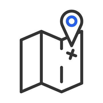 Map with pin icon. Concept of location, navigation, and direction. Illustrazione stock
