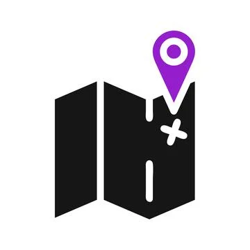 Map with pin icon. Concept of location, navigation, and direction. Illustrazione stock