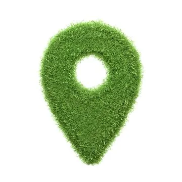 Map pin icon designed with green grass texture isolated on a white background Stock Illustration