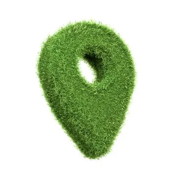 A map pin icon designed with green grass texture Stock Illustration
