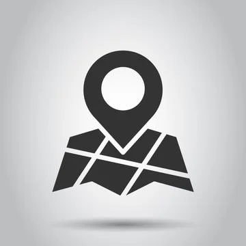 Map pin icon in flat style. gps navigation vector illustration on white isola Ilustração Stock