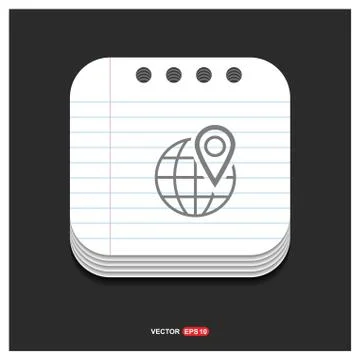 Map pin icon Gray icon on Notepad Style template Vector EPS 10 Free Icon Illustrazione stock