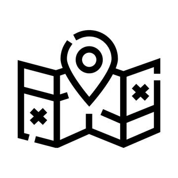 Map with pin icon indicating location or destination Stock Illustration