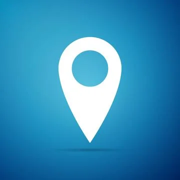 Map pin icon isolated on blue background. Pointer symbol. Location sign. Na.. Stock Illustration