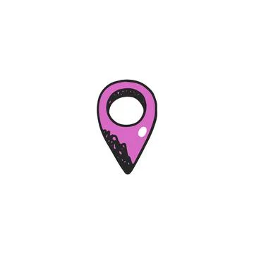Map pin icon or route pointer mark, hand drawn vector illustration isolated. イラスト素材