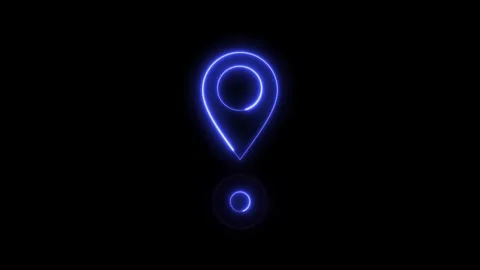 Map pin icon pointer neon glow animation looping Video stock 297656315