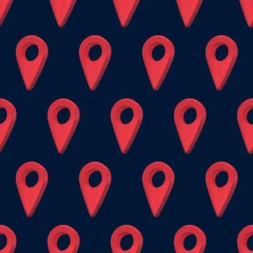Map pin icon seamless pattern. Navigation, pointer, location, map, gps, direc Illustrazione stock