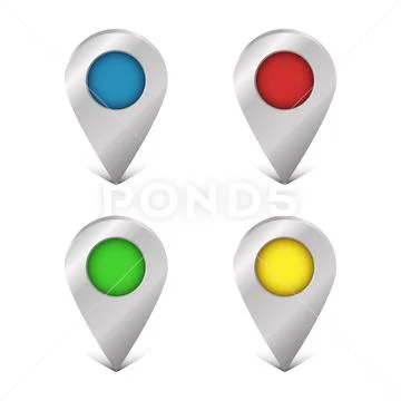 Map pin icon set. Empty location pointer. Vector illustration isolated ...