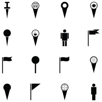 Map pin icon set Illustrazione stock
