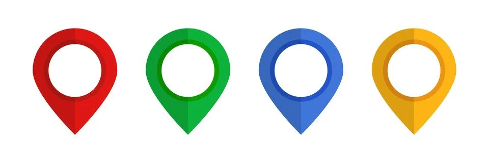 Map pin icon set. Location pins. Pinned. Vector. Stock Illustration