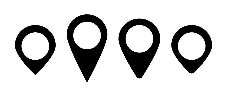 Map pin icon set. Location information. Vector. Stock Illustration