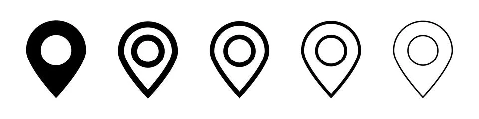 Map pin icon set. Map location. Marker of current location. Vector. Stock Illustration