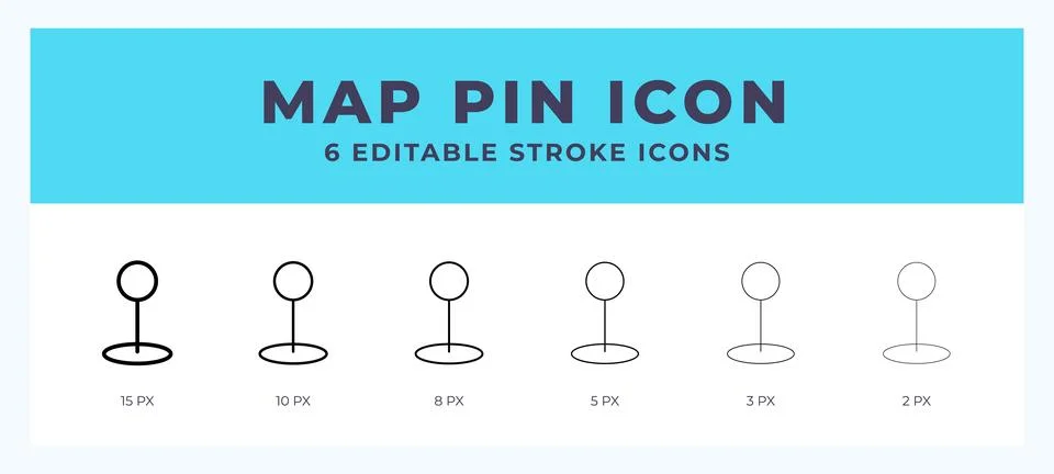 Map pin icon in thin line. Bold line. Regular line. Editable stroke. Stock Illustration